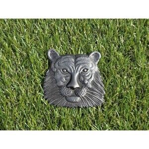 Vtg Lion Head With Maine Belt Buckle Made In USA Finest Antique Finish 3" x 2.5"